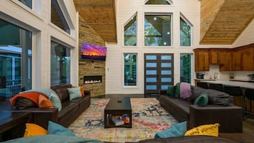 Smart TV, fireplace, video games