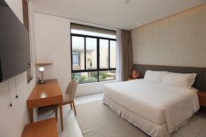 Desk, blackout curtains, free WiFi, bed sheets