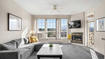 TV, fireplace, offices