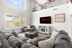 TV, fireplace, books - Desert Retreat | Pool | Fire Pit | Family Games (Surprise)