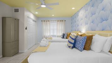 4 bedrooms, desk, iron/ironing board, travel cot