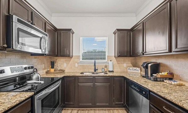 Microwave, oven, stovetop, dishwasher