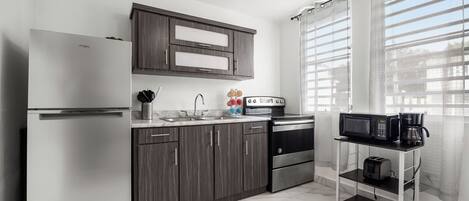 Kühlschrank, Mikrowelle, Ofen, Herdplatte