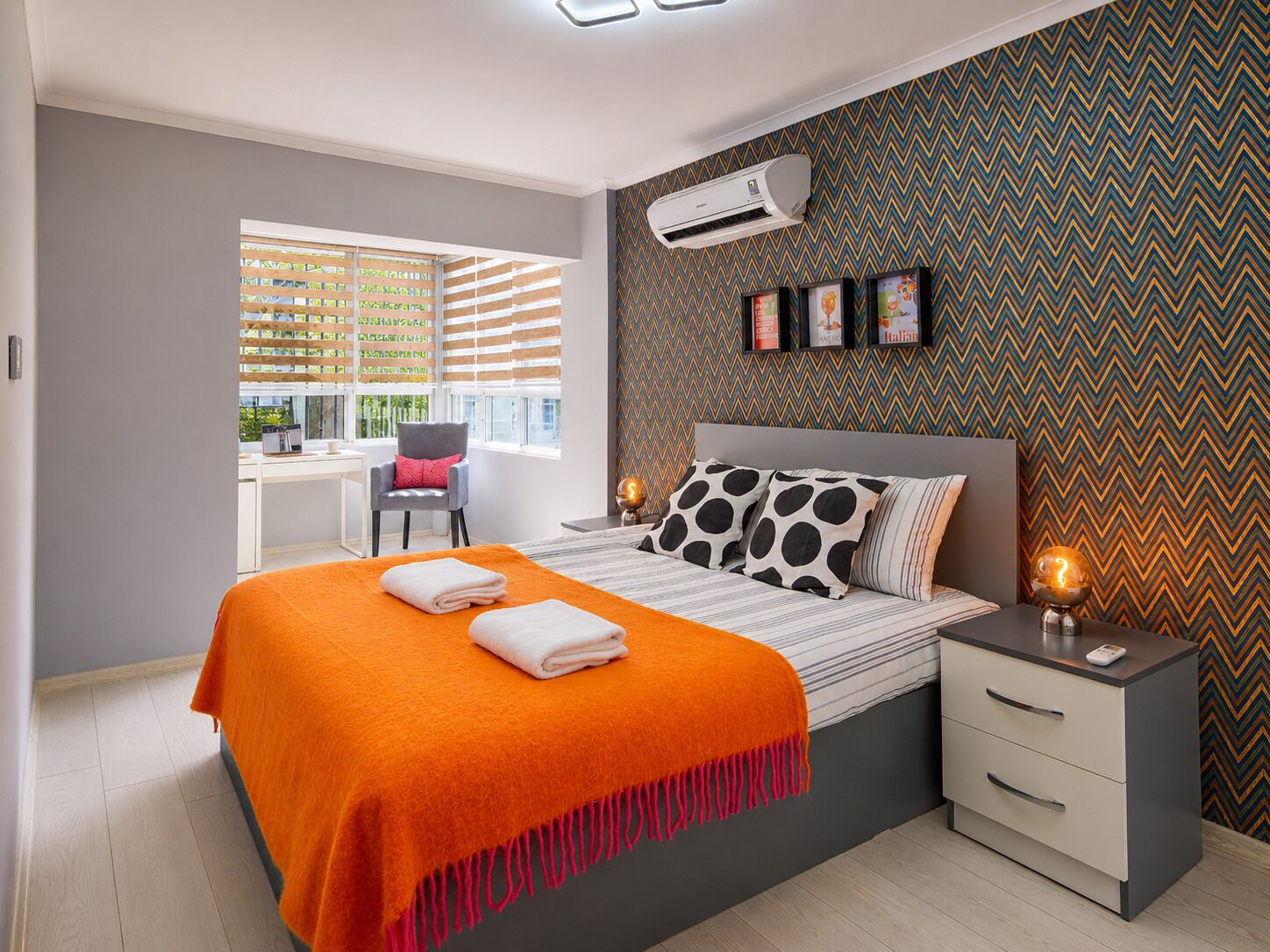 Family Condo, 3 Bedrooms, Kitchen, City View | Desk, laptop workspace, blackout drapes, soundproofing