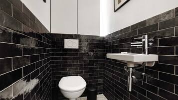 Sèche-cheveux, serviettes fournies, savon, papier toilette