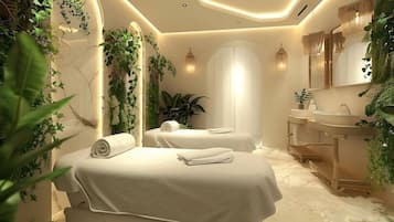 Salas de tratamientos para parejas, masajes con piedras calientes