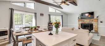 Yard + Game Room: Wooded Poconos Retreat