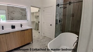 Hair dryer, bidet, towels, soap