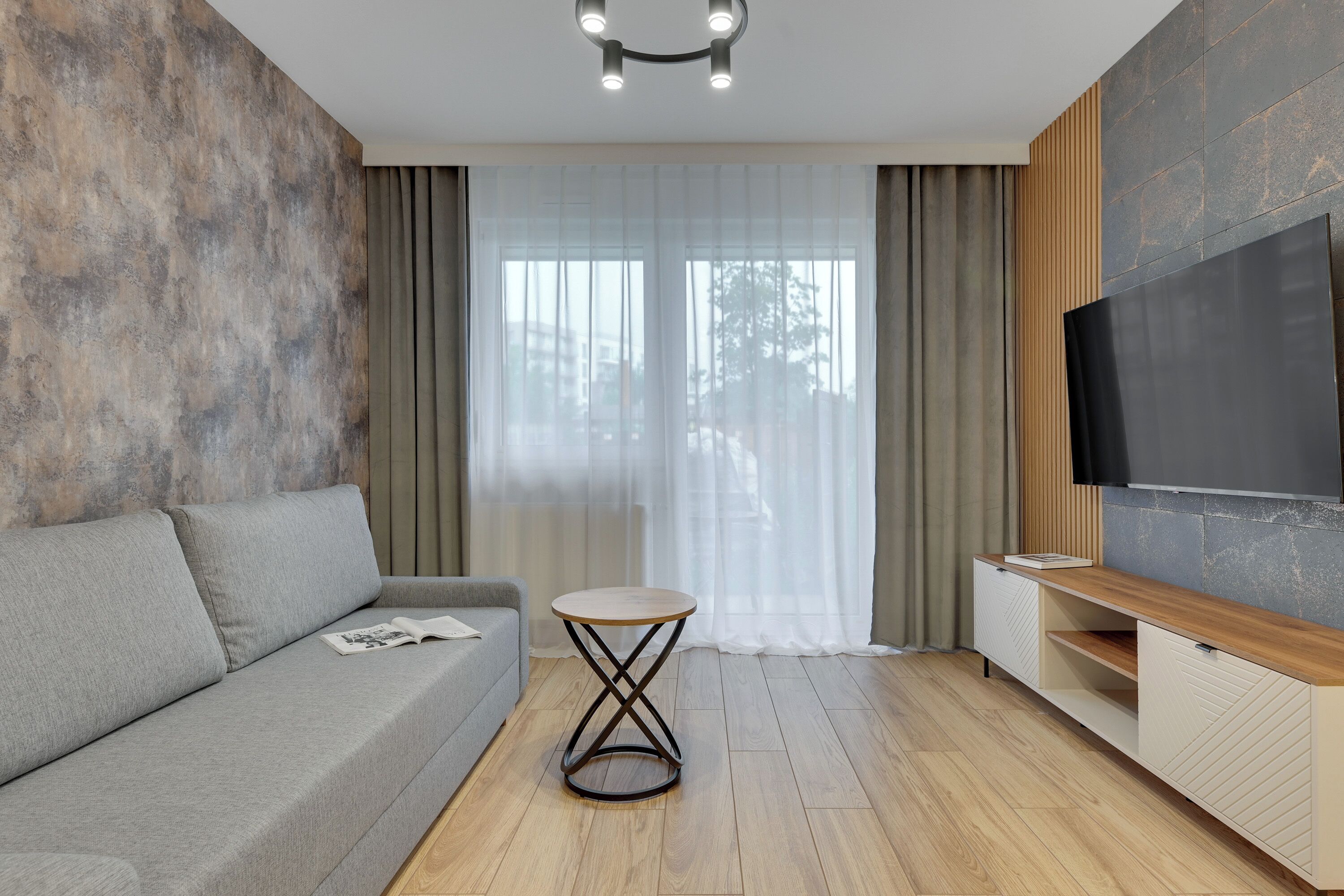 Appartamento Deluxe, 2 camere da letto, terrazzo | Area soggiorno | TV a schermo piatto