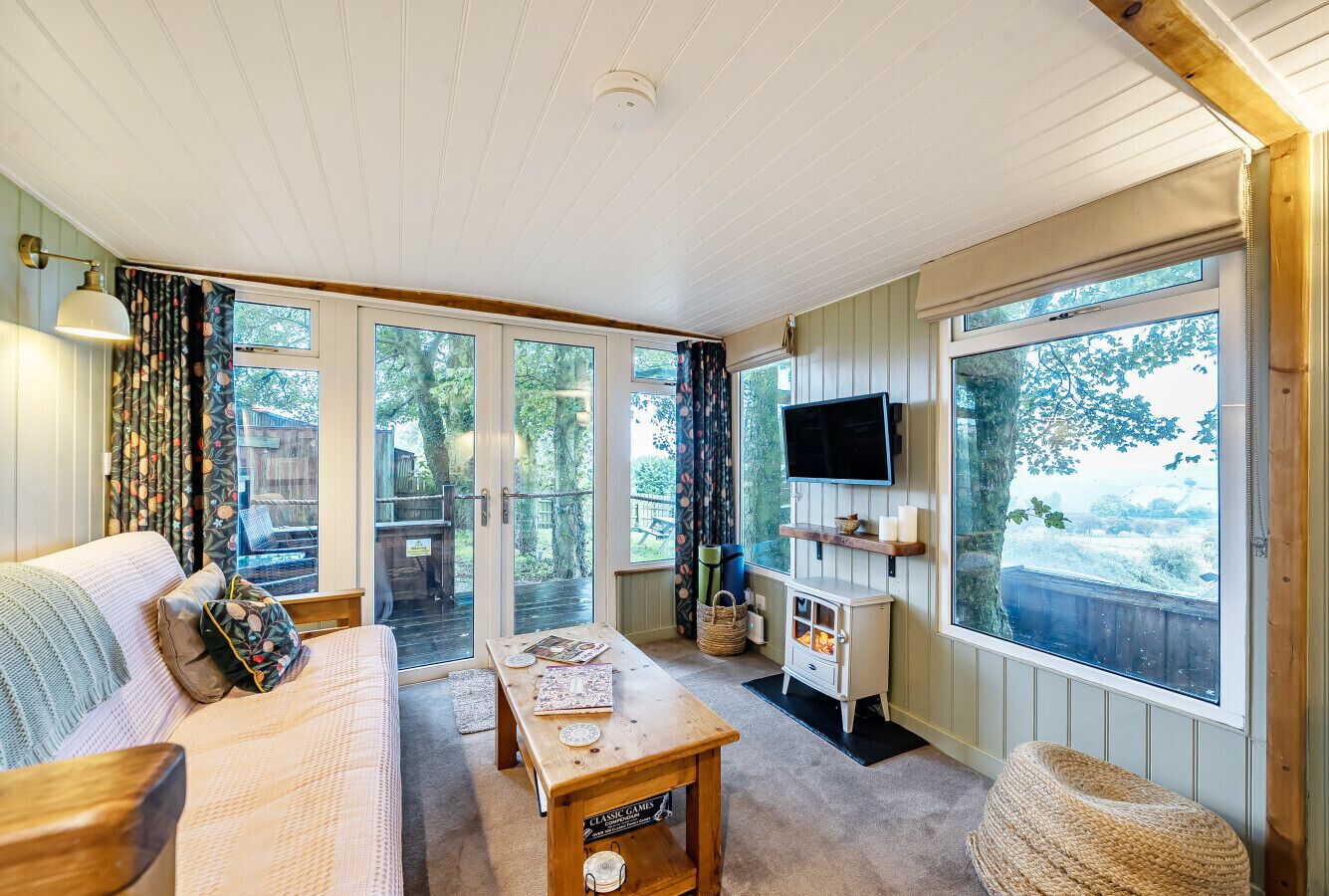 TV, caminetto, impianto stereo