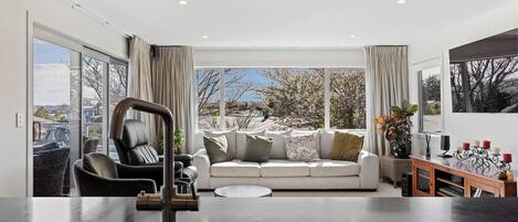 Televisión, chimenea, oficina