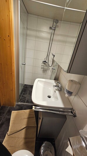 Family Condo, 4 Bedrooms, Mountain View | Bathroom | Hair dryer, toilet paper - Ferienhaus Schwendehof (Fontanella)