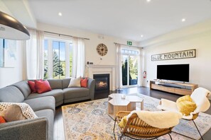 TV, fireplace
