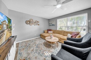 Televisión, libros y oficina