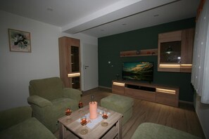 TV, DVD player, ping pong, stereo - 4-star holiday apartment Sorbitztal with mountain view, private garden and Wi-Fi (Rohrbach)