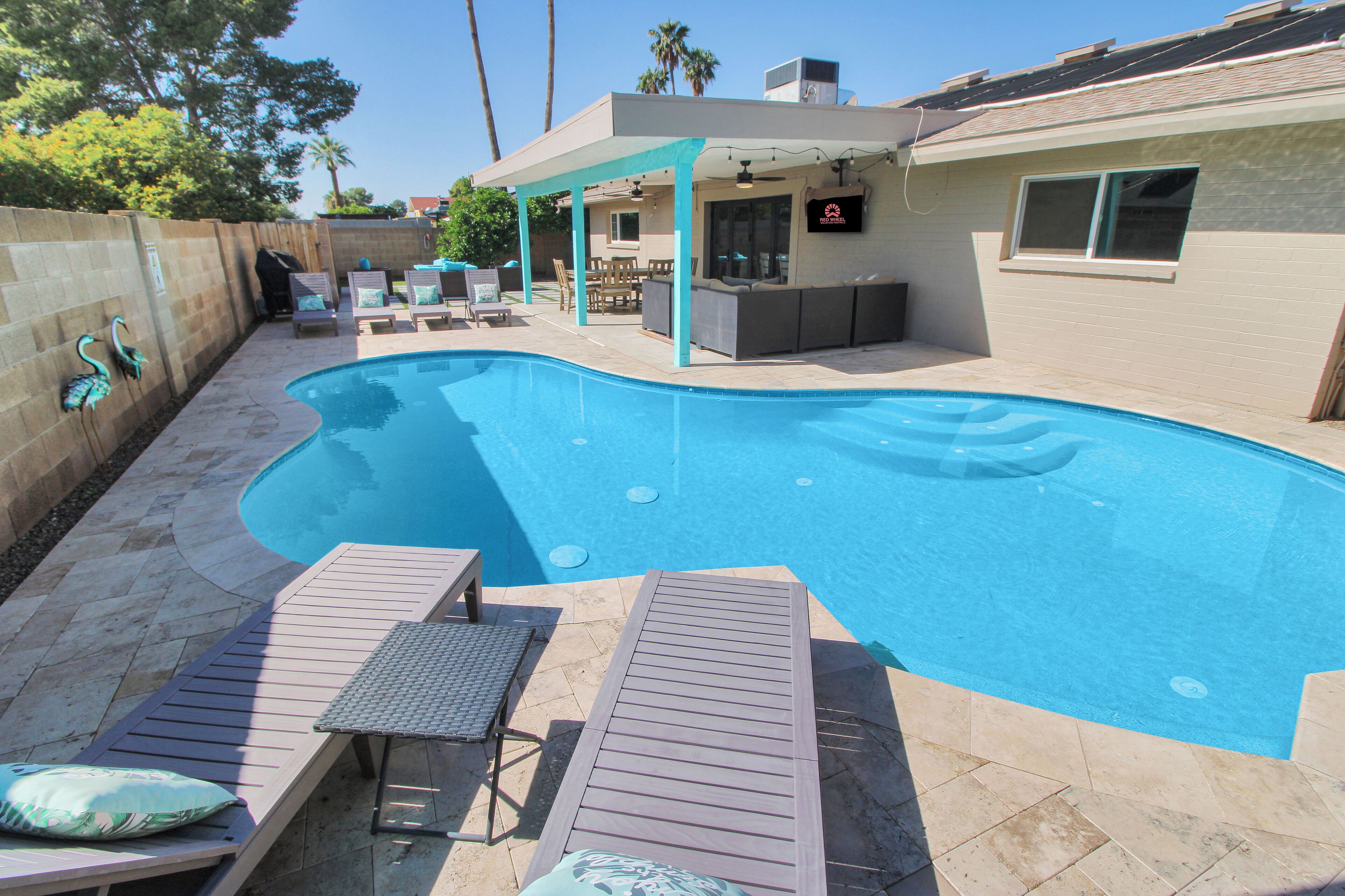 Dive into your private pool oasis with loungers, shade, and room to unwind.
