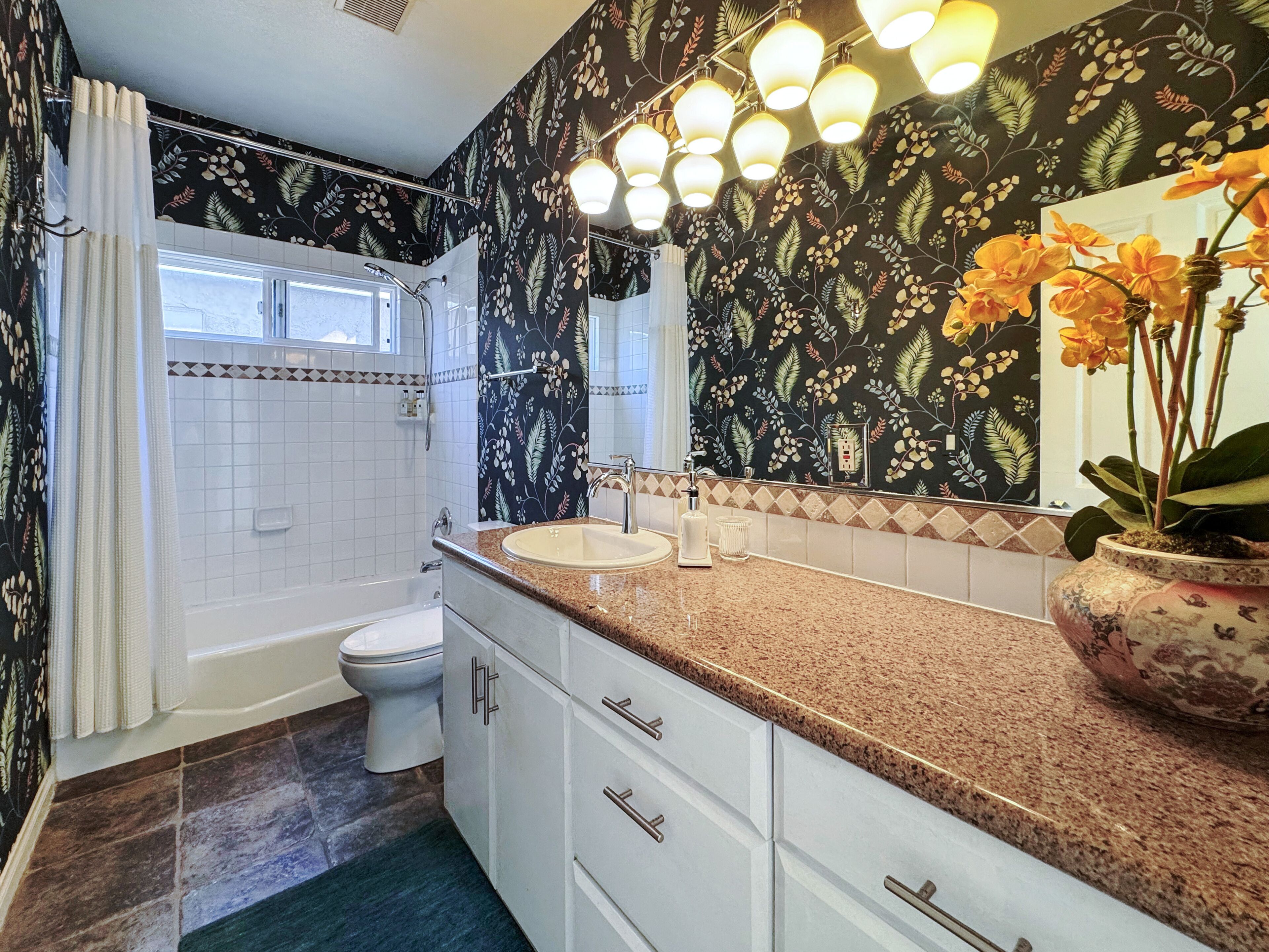 Hair dryer, bidet, towels, soap