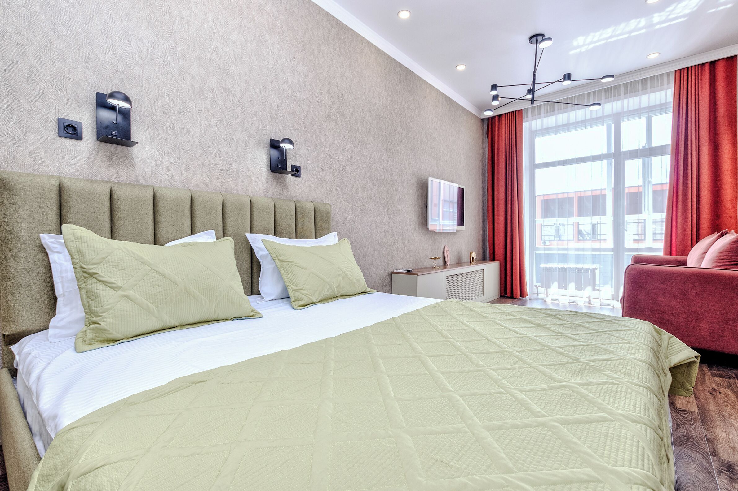 1 غرفة نوم ومكواة/لوح كي وواي فاي مجانًا وملاءات أسرّة