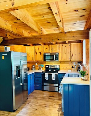 Fridge, microwave, oven, stovetop - Cabin with Hot tub in Minehaha Springs (MINEHAHA SPGS)
