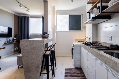 Flats Praia Uberlândia - Apartment close to Praia Clube - Leisure area 24-hour doorman