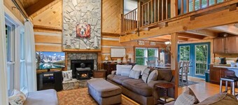 Grandfather Vista is a 3-bedroom true log cabin in Banner Elk with Heat and AC