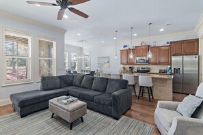 TV, fireplace, video games, DVD player