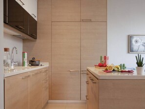 Apartment, 1 Double Bed, Kitchen, City View | Private kitchenette | Full-size fridge, microwave, oven, stovetop