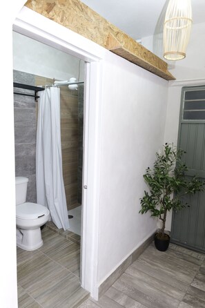 Dusche, Handtücher, Seife, Shampoo