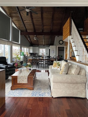 Smart TV, fireplace, video games, DVD player