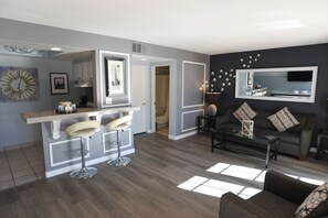 Luxury Suite, 1 King Bed with Sofa bed, Desert View | Living area - Mykonos Desert Suites  (Palm Springs)