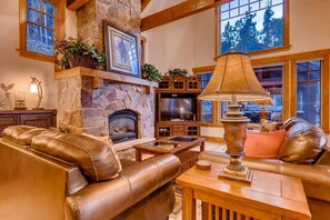 TV, fireplace, table football