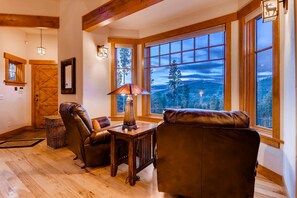 TV, fireplace, table football