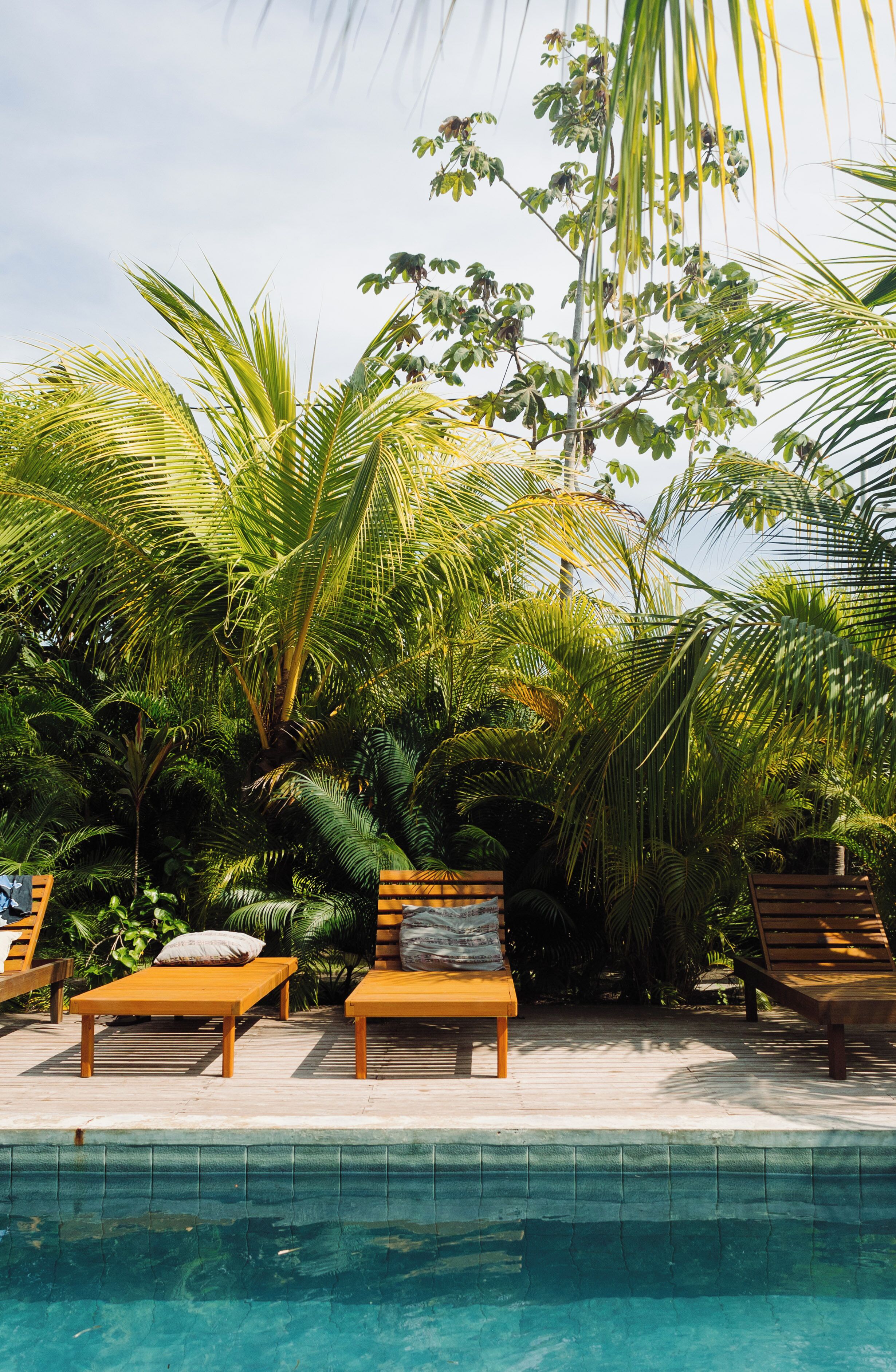 Outdoor pool, pool loungers