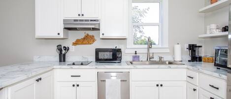 Microwave, stovetop, dishwasher