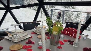 Superior-villa - bjergudsigt | Privat køkken | Ovn, kogeplade, køkkentøj/tallerkener/redskaber