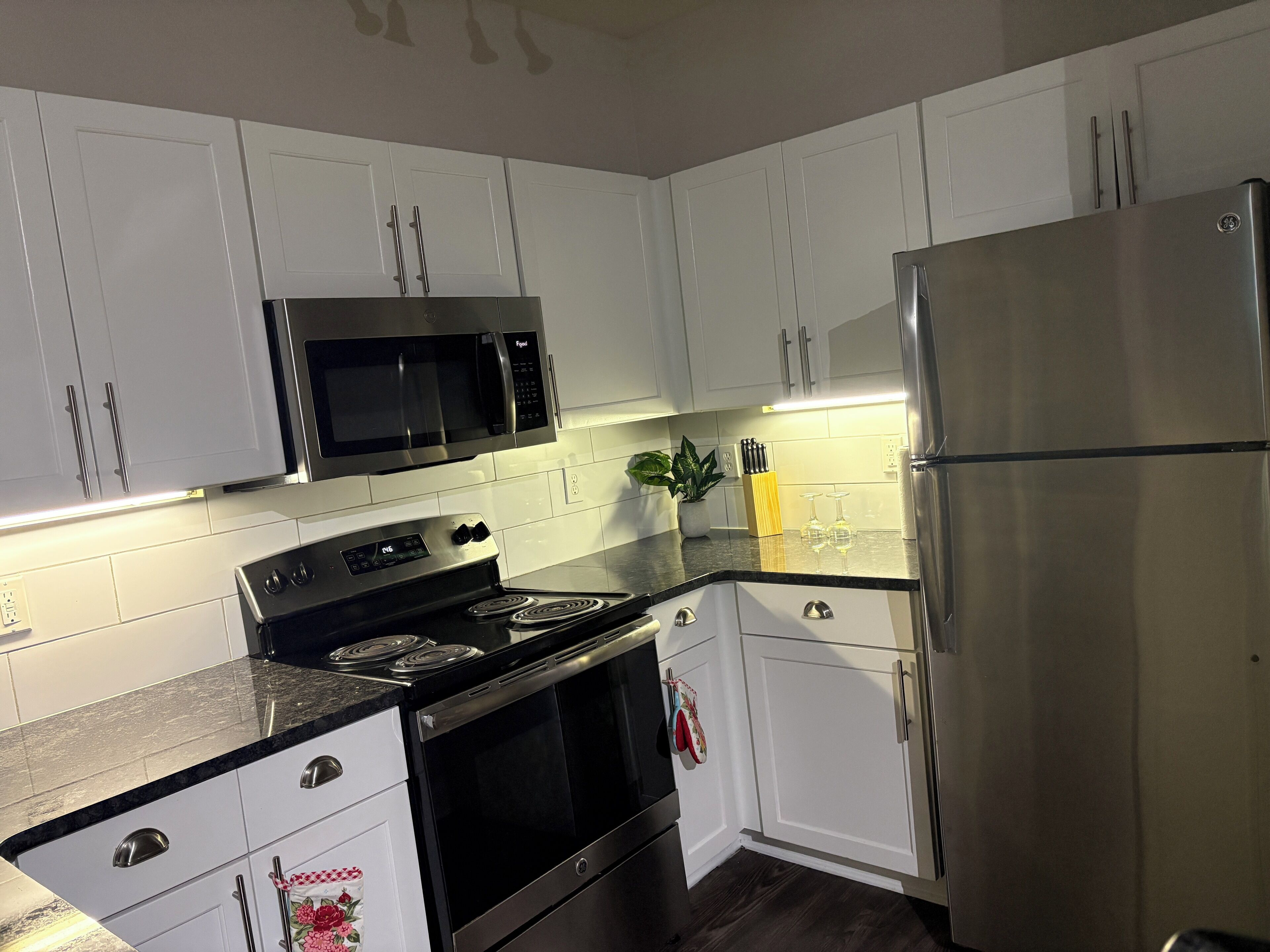 Kühlschrank, Mikrowelle, Ofen, Herdplatte