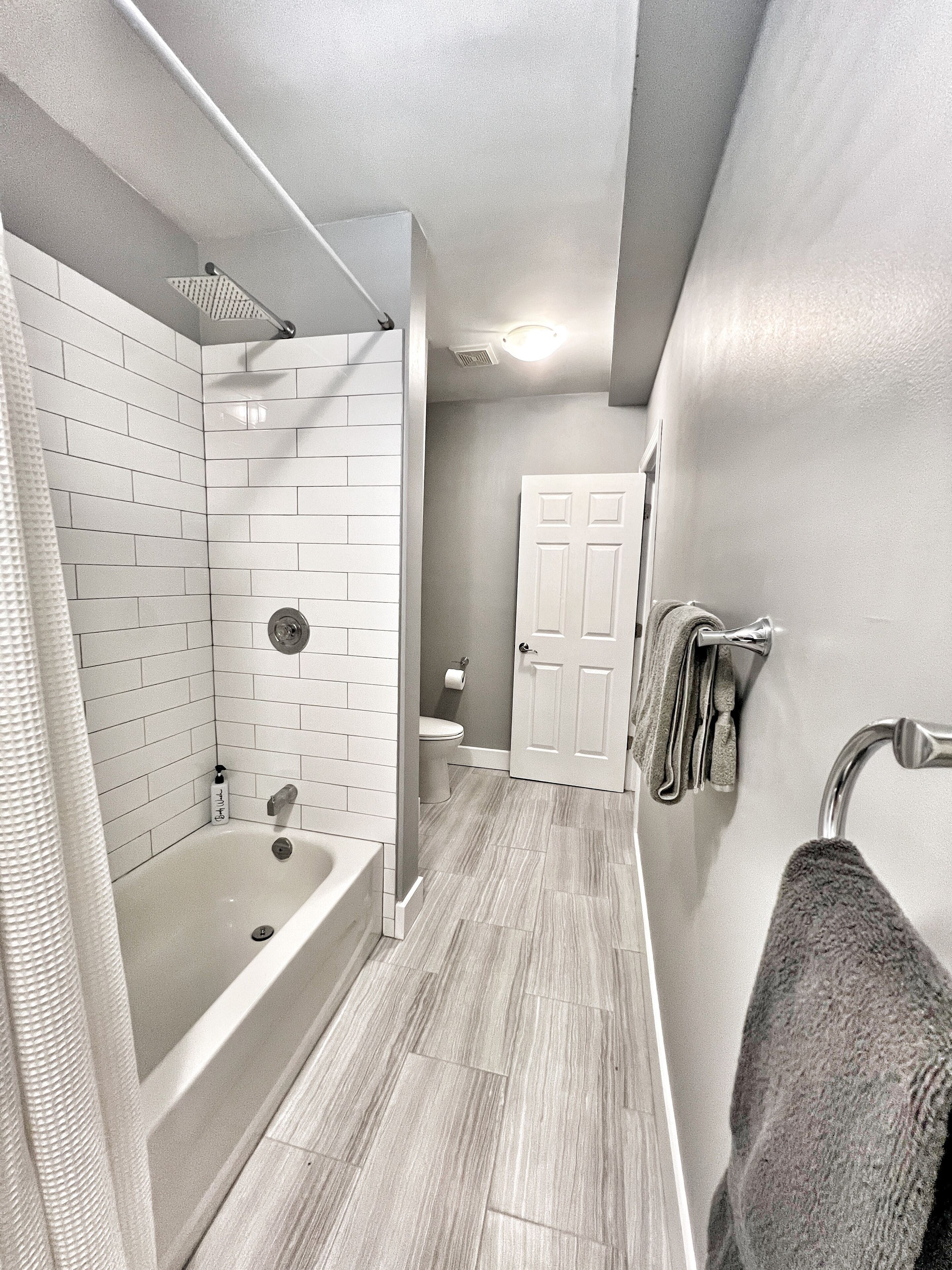 Eco-friendly toiletries, hair dryer, towels, soap
