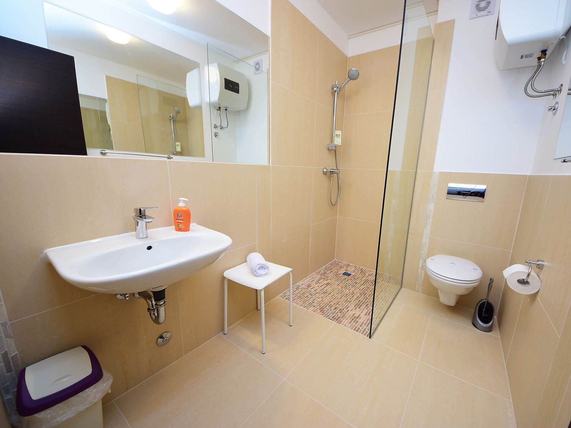 Mirror, Plumbing Fixture, Sink, Property, Tap, Bathroom Sink, Bathroom, Purple, Interior Design, Architecture