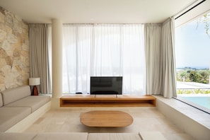 Deluxe Villa, 3 Bedrooms, Balcony, Pool View | Living area | 32-inch Smart TV with digital channels - Villa Ohana by Alfred in Bali (Pecatu)