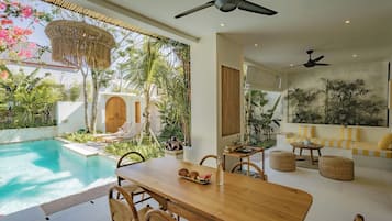 Luxury Villa, 3 Bedrooms, Patio, Pool View | Dining room