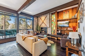 TV, fireplace, offices