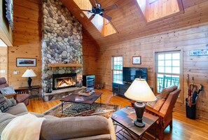 Televisor, llar de foc i reproductor de DVD 