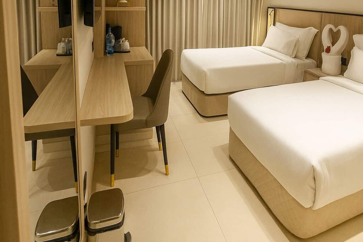 Kahden hengen standard-huone (kaksi sänkyä) | Työpöytä, ilmainen Wi-Fi