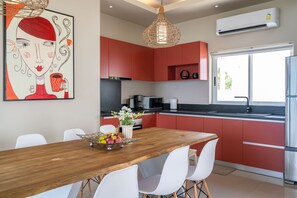 Villa, Sea View | Private kitchen | Full-size fridge, microwave, oven, stovetop