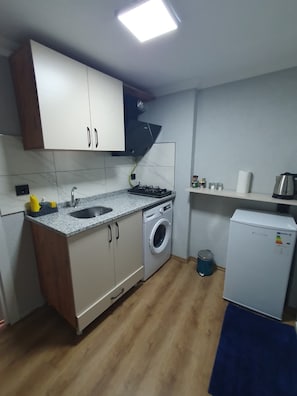 Condo, Balcony, Sea View | Private kitchen | Mini-fridge, stovetop, cookware/dishes/utensils - BOLCELLO HOTEL (Istanbul)