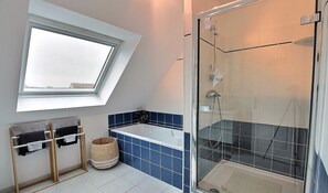 Hair dryer, towels, toilet paper