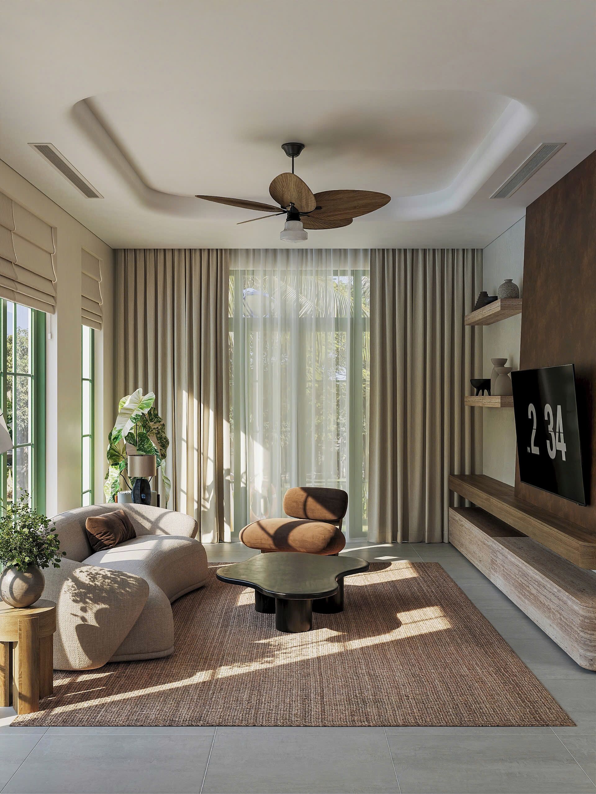 Luxury Villa, Garden View | Living area | Flat-screen TV