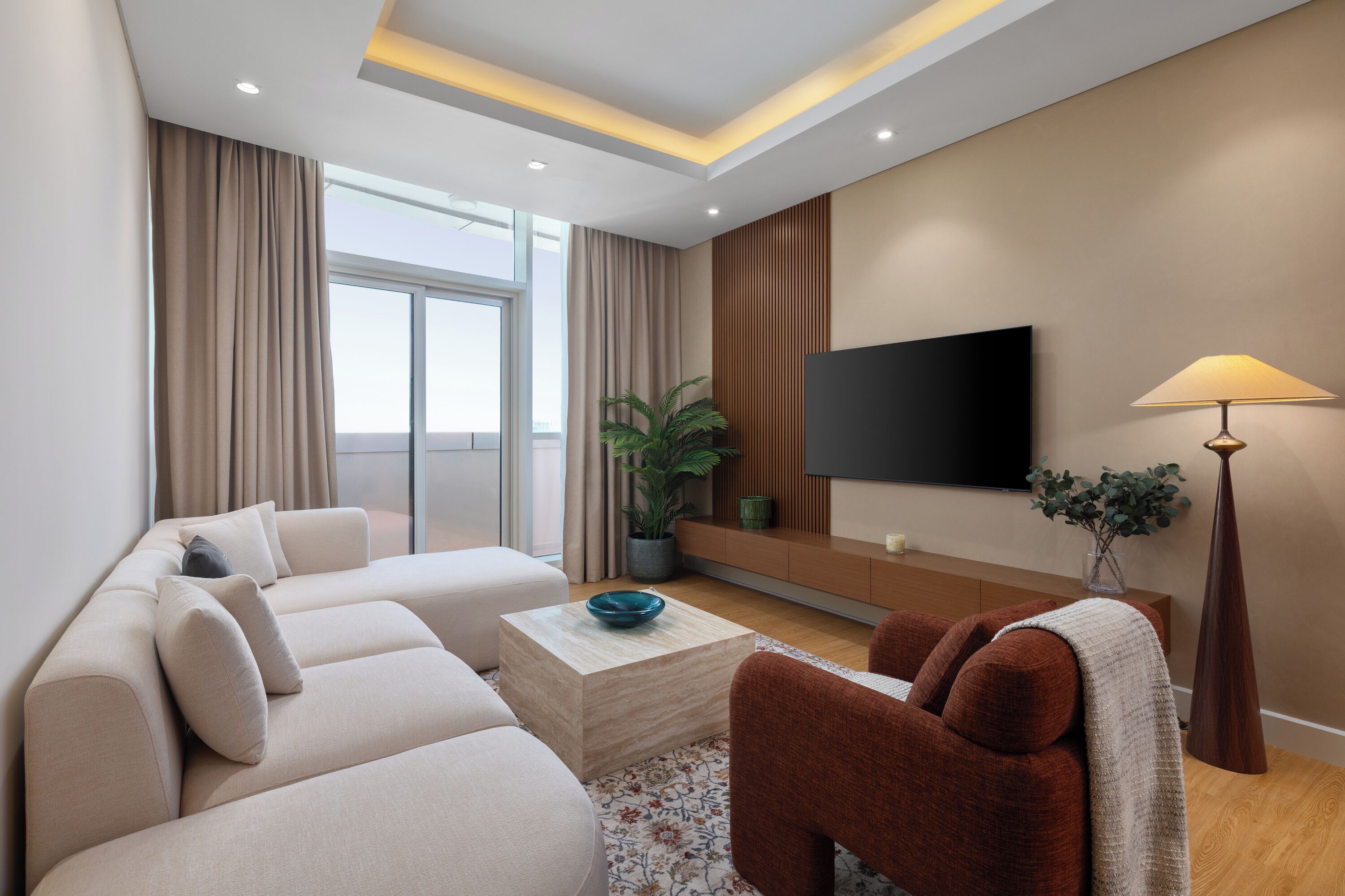 Apartamento luxo, 2 quartos, vista para o canal | Área de estar