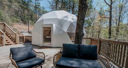 Elegance by the Falls: Stylish Dome Family Escape in Cherry Log, GA
