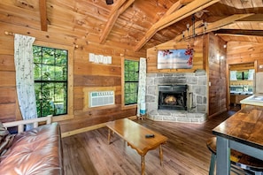 TV, fireplace
